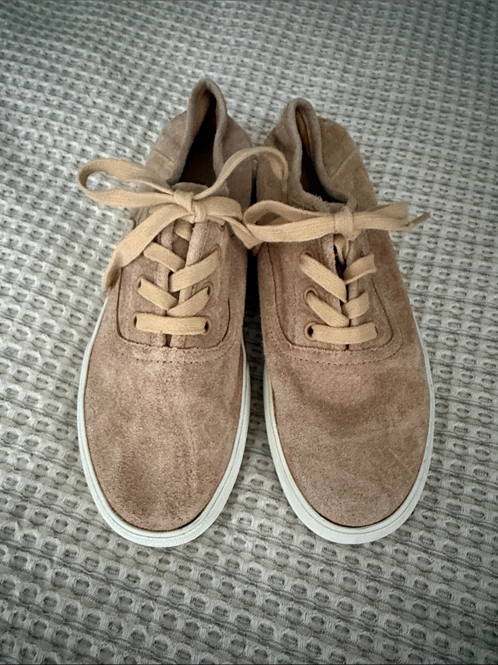 Vince Women's Suede Lace-Up Sneakers in Beige-Tan in like new condition